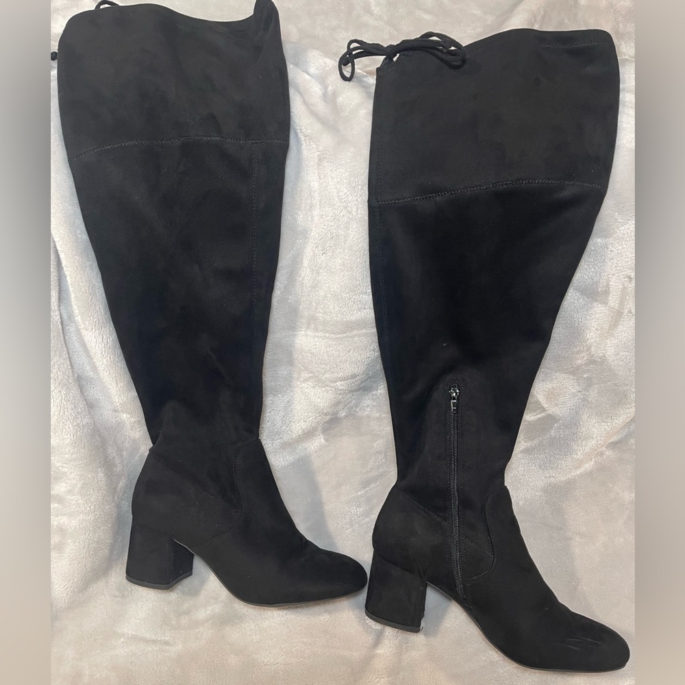 Black Suede Knee-High Boots KELLY & KATIE size 9w wide calf